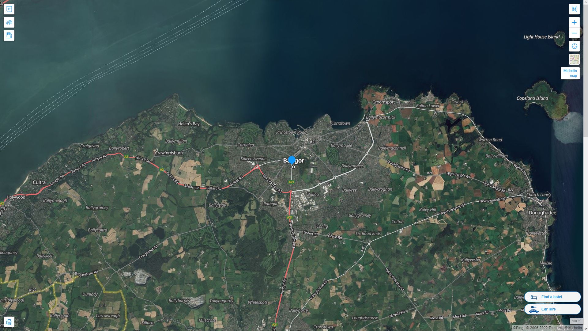 Bangor Highway and Road Map with Satellite View